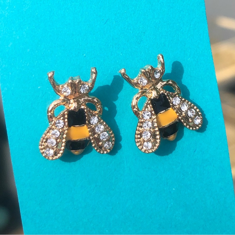 Jeweled Bee Stud Earrings